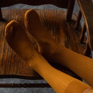 高筒紳士襪 義大利產80支精梳絲光棉 姜黃色