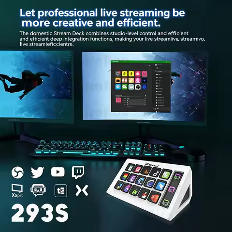 MiraBox Mbox 293S Stream Deck Macro Keypad 15 Customizable LCD Keys Streamdeck Deck Dock Studio Cont
