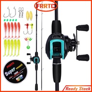 FRRTC Fishing Rod Set Casting Rod Baitcasting Casting Rod Joran Pancing Set Fishing Reels 2 Section 