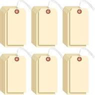 Sayglossy 1000 Pcs Blank Manila Shipping Tags with Wire 2 3/4" X 1 3/8" in Paper Hang Tags Luggage T