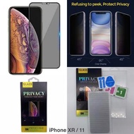 iPhone XR iPhone 11 Premium Privacy Film 9H Curved Glass Screen Protector Kit Set Full Cover 45° 2 W