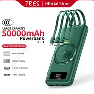 Tresgadget 50K Powerbank with 4 Cable Mini Power Bank LED Display Slim Battery 30K 20K