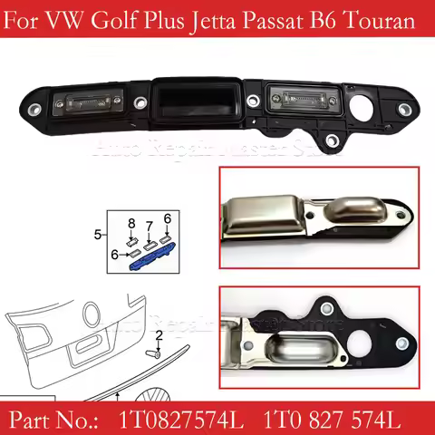 Car Rear Tailgate Trunk Lid Handle With License Plate Lamp Light For VW Golf Plus Passat B6 Touran J