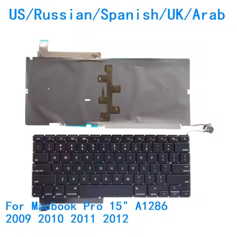 New US Russian Spanish UK Arab Language Backlit Keyboard For Apple Macbook Pro 15" A1286 2009 2010 2