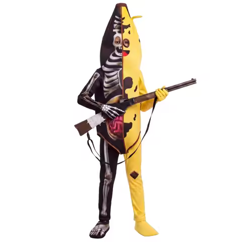 2026 New Arrival Kids Game Character Skeletal Banana Bunch Set Halloween Party Dress Up Boy Humanoid