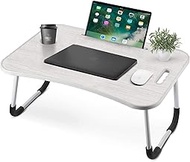 WSJTT Computer Foldable Desk Laptop Table Adjustable with Flip Top and Legs Beakfast Serving Stand Folding Table Notebook Desk (Color : White)