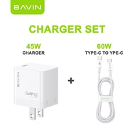 BAVIN PC958 PD 45W Fast Charging USB-C GaN Adaptor Charger Set w/ 60w Type-C Data Cable for Laptop S