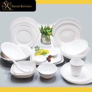 Smart Kitchen White-D plate Dinning Plato Mangkok Platito Sandok Tumbler Baso Tasa white Melaware Gi