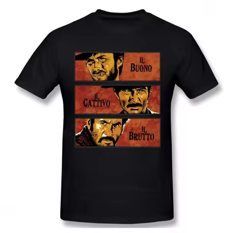 2026New Fashion Men Clothing The Good The Bad and Ugly Print T Shirt for Male Il Buono Brutto Cattiv