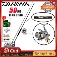 DAIWA Fishing Reel Fishing Rod Set Spinning Reel Rod Surf Reel Jigging Rod Joran Pancing 1 Set
