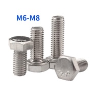 304 stainless steel hexagonal head bolt DIN933 full thread hexagonal screw, bolt extension screw M6/