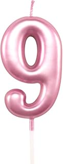 9th Birthday Candle Nine Years Pink Happy Birthday Number 9 Candles for Cake Topper Decoration for P