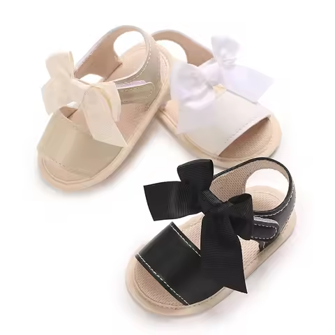 2026 New Apricot Baby Sandals Bow Breathable Lightweight First Walkers for Infants 0-18 Months