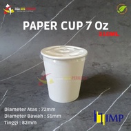 Paper cup 7oz 210 ml/ Gelas Bubur/ Jasuke. @50 Pcs &amp; Lid Transparan