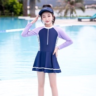 COD Children swimwear girls 2023 cuhk child swimsuit woman long-sleeved one-piece sw儿童泳衣女童2023长袖连体泳装