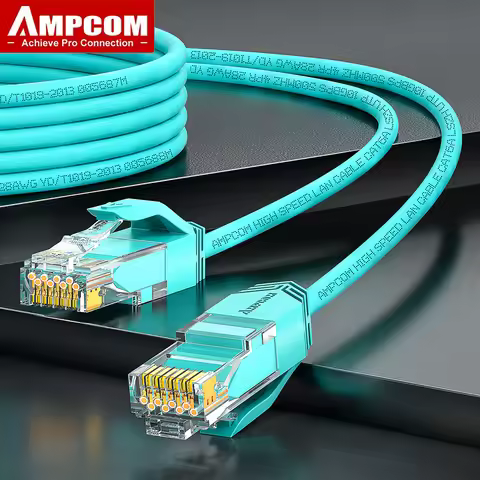 AMPCOM Ethernet Cable, CAT6A Ultra Thin RJ45 Lan Cable UTP RJ 45 Networking Cable Patch Cord for Des