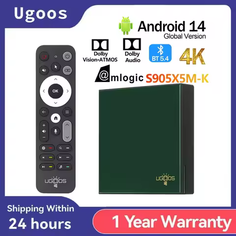 Ugoos SK4 Pro Smart TV BOX Android 14 S905X5M-K Quad core ARM Cortex-A55 LPDDR4 4GB 64GB BT5.4 Set T