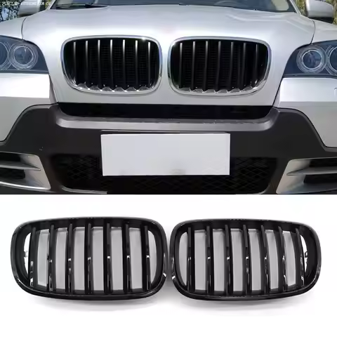2Pcs Front Bumper Racing Grille Gloss Black Car Styling Racing Grills for BMW X5 E70 X6 E71 2007-201