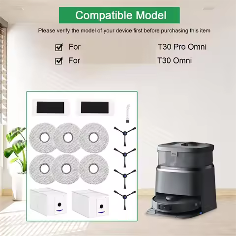 A18Z Replacement Part Accessory Set for ECOVACS DEEBOT T30 Pro Omni Robot Vacuum Cleaner:Wipes Dust 