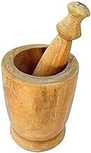 PLANET07 Wooden Okhli Masher, Mortar and Pestle Set Kharal Wood Masher Hand Muller Grinder