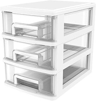 3 Tier Plastic Storage Drawer Units, Home Office Storage Organizer Case Clear Plastic Drawers Organizer, Small Storage Drawers Containers, Cosmetics Makeup Organizer Station Cube