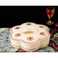 Line of elegant white jam trays with many compartments with luxurious classic style CB02-KM.