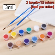 3ml Art DIY Graffiti 12 Color Waterproof Plaster Doll Glass Painting Paint Childrens Watercolor Acrylic Paint ( Free Painting Brush) Christmas Gift Ideas