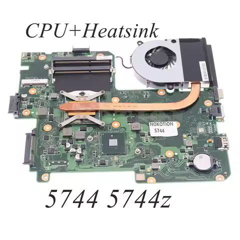 MBV5M0P001 For Acer TravelMate 5744 5744Z Motherboard 08N1-0P53J00 BIC50 DDR3 HM55 With CPU+Heatsink