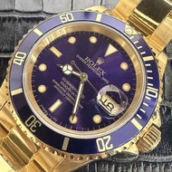 🌈🌈新返貨啦🌈🌈 ROLEX Submariner 16618 40mm 👑18K 黃金全金錶殼連金帶 💜極稀有原裝「T<25」變色紫面（Purple Dial） 🌊藍色旋轉潛水外圈 📅3 點位置日曆