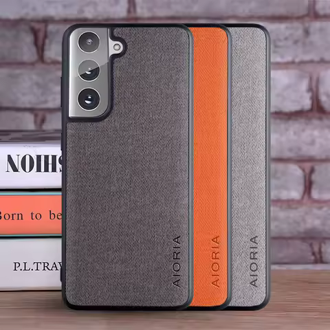 Samsung Leather Case for Samsung Galaxy S21 FE 5G coque Luxury textile Leather skin soft TPU hard co