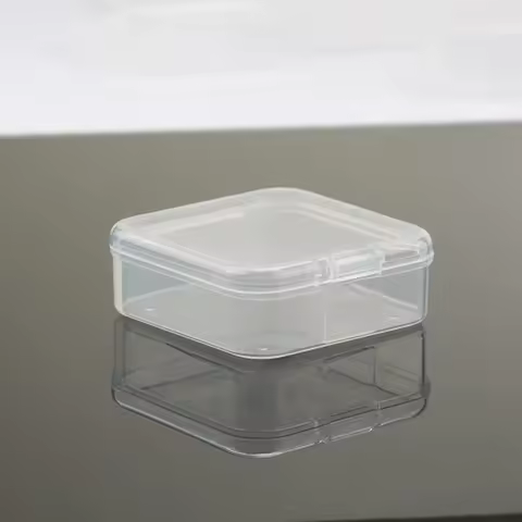 5.5x5.5x2.1cm square Plastic Storage Box Jewelry Container Transparent Square Box Case Container for
