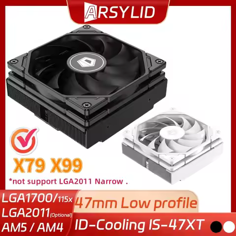 ID-Cooling IS-47XT 47mm Low Profile CPU Radiator LGA2011 LGA1700 1200 115x AM4 AM5 4 Heatpipe 9cm Fa