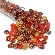 Superduo, 2.5x5mm, Autumn Fire. 10gm/tube