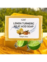 Gze身體恢復檸檬薑黃果酸皂,含有乳木果油,用於臉部暗斑,身體,頸部,腋下,比基尼區域美白,使肌膚更均勻而有健康光澤,具有復juvenating效果,並能深度清潔肌膚