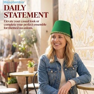 SEPTEMBER Felt Fez Cap, Moroccan Hat Red Color Tarboosh Fez Hat, Universal Ottoman Cosplay Round Tur