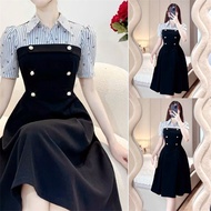 Umi dress with flared shape and lovely flared shirt collar with two rows of buttons STYLER UP STORE