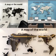 @hot@ 3D Stereo Wall Sticker World Map Wall Three-dimensional Mirror Stickers Background Wall Decor Stickers