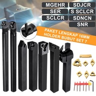 Paket Lengkap Holder Bubut Set 7 pcs 16 mm Pahat Bubut Luar Dalam 16mm Holder Boring Ulir Netral