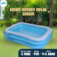 Jumbo Children's Swimming Pool 200CM Children's Pool 2 Ring Pump Pool Portable Pool Water Game Pool 