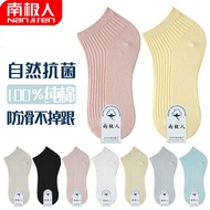 KY/🍉100%Cotton Socks Women's Socks Spring and Summer Thin Ankle Socks Low Cut Women's Socks Korean Style Solid Color Low