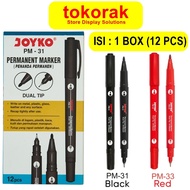 MERAH JOYKO PERMANENT MARKER DUAL TIP BLACK RED JOYKO PERMANENT MARKER BLACK PM 31 PM31 RED PM33 33