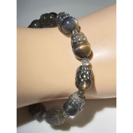 #B715 100% Natural Rare Cat Eye Gold Sunstone Skeletal Pi Xiu Bracelet H13mm x L9.5mm x W9.3mm