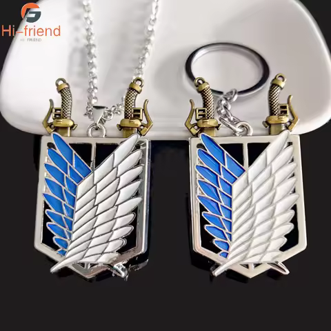 Anime Necklace Eren Wings of Liberty Freedom Badge Double Knife Necklace Pendant Fashion Men Women B