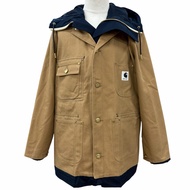 成色極佳 ▼ Sacai Carhartt 24SS 24-03390M 雙面穿外套 3 100% 棉燈芯絨連帽雙拉鍊雙面穿外套 米色/海軍藍 1 日本製造 正品 男款