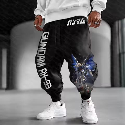 GUNDAM RX 93 Anime Jogger Pants Men Women Black Loose Casual Streetwear Running Fitness Autumn Winte