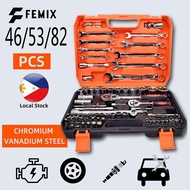 FEMIX 46/53/82 Pcs Tools Socket Wrench Set Car Tools Set Torque Wrench Tool Box Set Wrench Tools Set