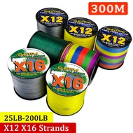 GHOTDA  X12 X16 Strands Fishing Line 300M Braided PE Strong Wire Multifilament Durable Sea Saltwater