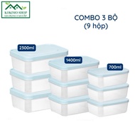 Combo of 9 Hokori rectangular food boxes (MS:6533) Viet Nhat, Safe food and frozen storage box