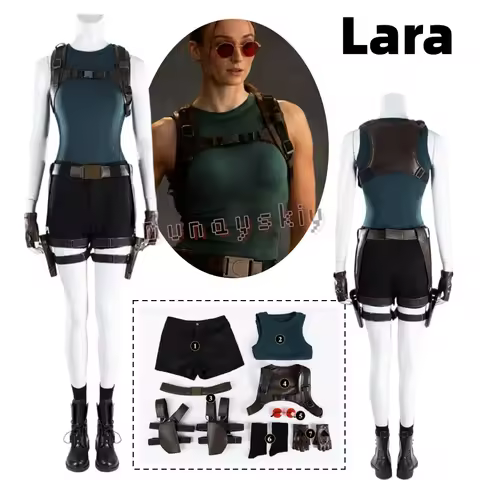 Lara Croft Tomb Raider Costume Wig Vast Game-Accurate Role Play Full Cosplay Bodysuit for Women Hall