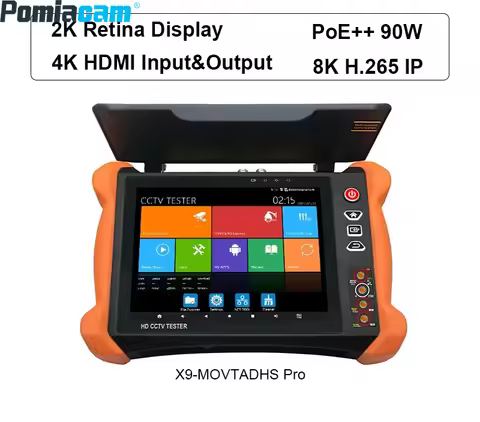 Pomiacam X9 Pro 8" 2K Retina Screen CCTV Tester 8K H.265 IP PoE++ 90W, Network Video Test Tool with 